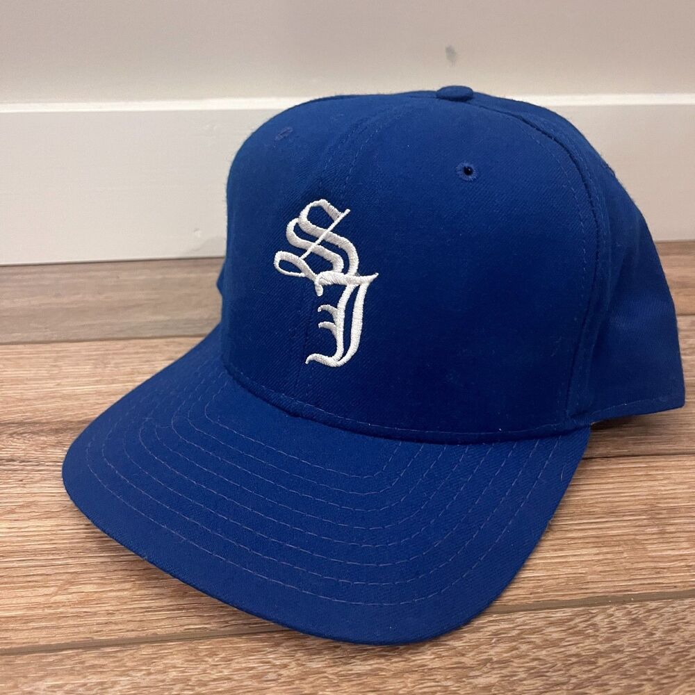 Vintage SJ Blue New Era Pro Model Dupont Visor Snapback Hat Cap USA Made Wool